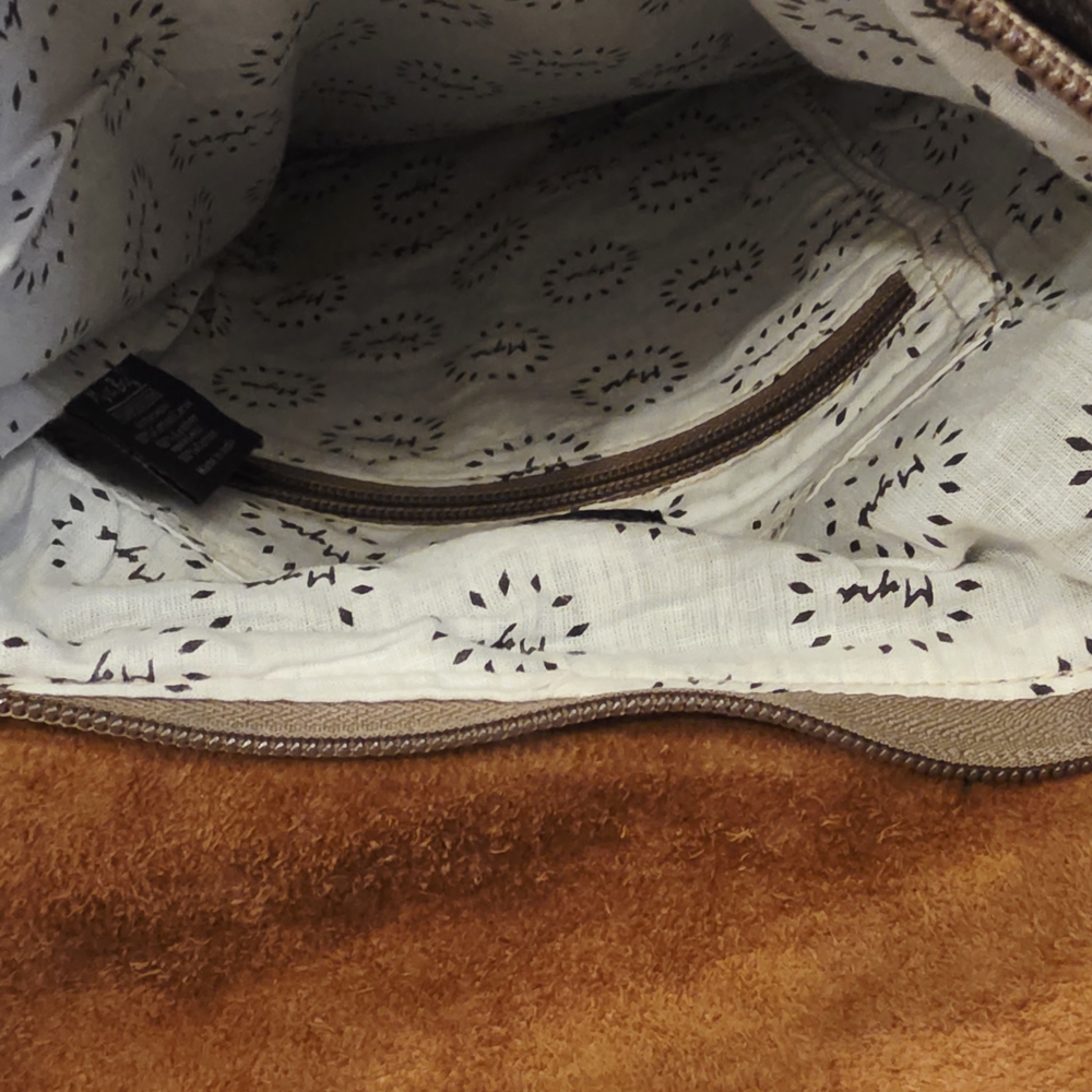 Myra Bag  Tan and White Crossbody with Fringe - Picture 4 of 5